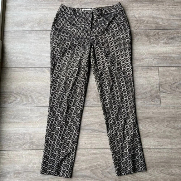 Chico’s Floral Print  Metallic Gold Skinny Pants - Picture 1 of 13